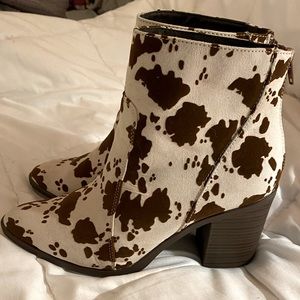 Brown Cow Print Booties